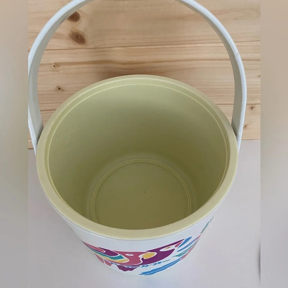 VINTAGE 1990's Tropical Fun Colorful Parrott Floral Ice Bucket & Accesso… - Picture 6 of 7